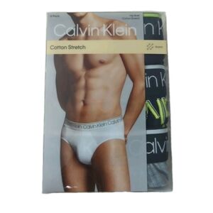 Calvin Klein Hip Brief Men's Logo Underwear Sz XL NIB 3 Pack Cotton Stretch New!